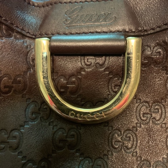 Gucci "Gg" D Rung Tote Brown Leather Hobo Bag. - Picture 3 of 5